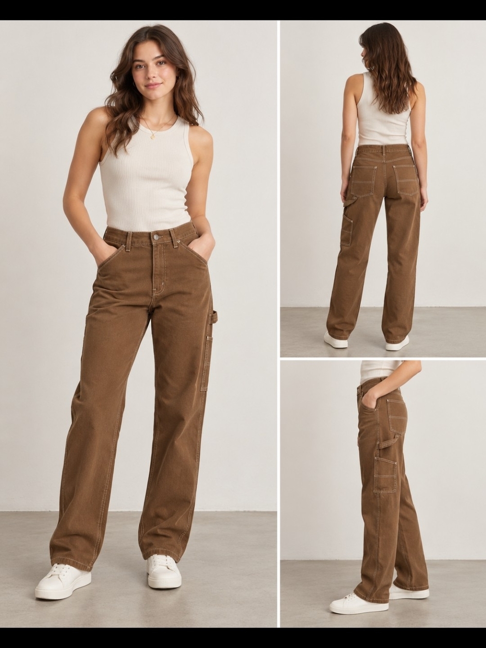 Garage Brown Wide-Leg Carpenter Jeans